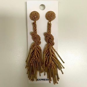 Express Gold beaded tassel statement earrings - NWT